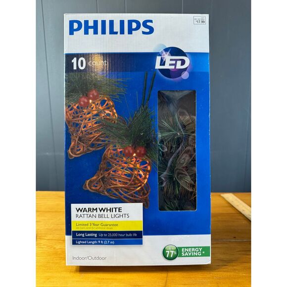 Philips LED Warm White Rattan Bell Lights‎ – 10-Count (Indoor/Outdoor) - Picture 1 of 8